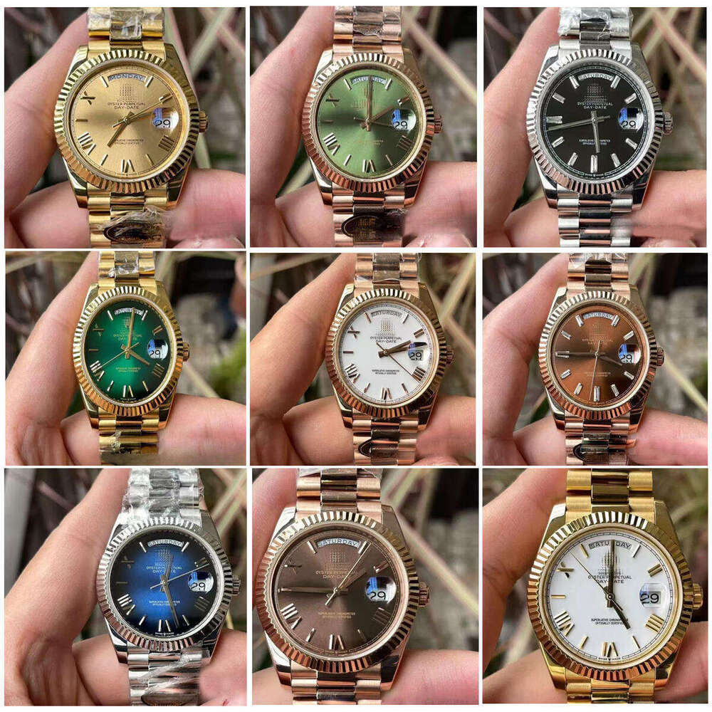 Luxury Brand Day Date Watch For Men Fashion Gold Stainless Steel Quartz Wrstwatch Business Waterproof Fashion Sky Blue Watch Men Day Date Waterproof Wrist