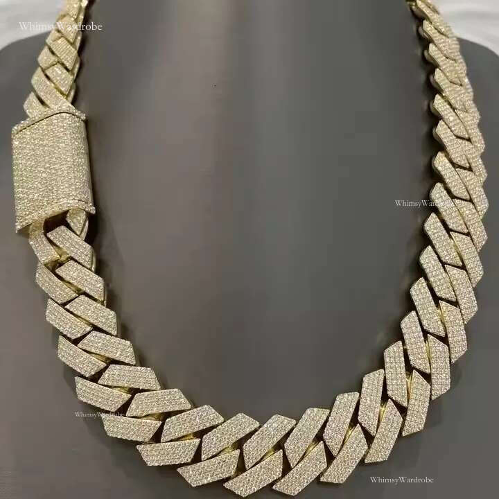 VVS Moissanite Dia Cuban Chain Fast transport sterg sier chain20mm Real man necklace