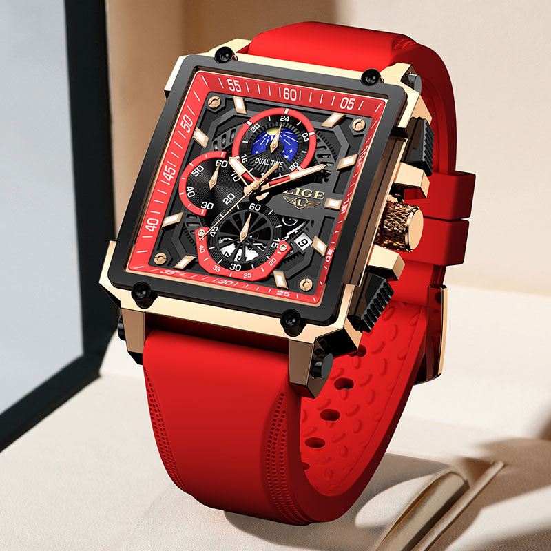 LIGE New Business Watch Quartz Watch Square Dial Fashion Classic Men's Watch Sports Night Light Clock Gift Quarzuhr