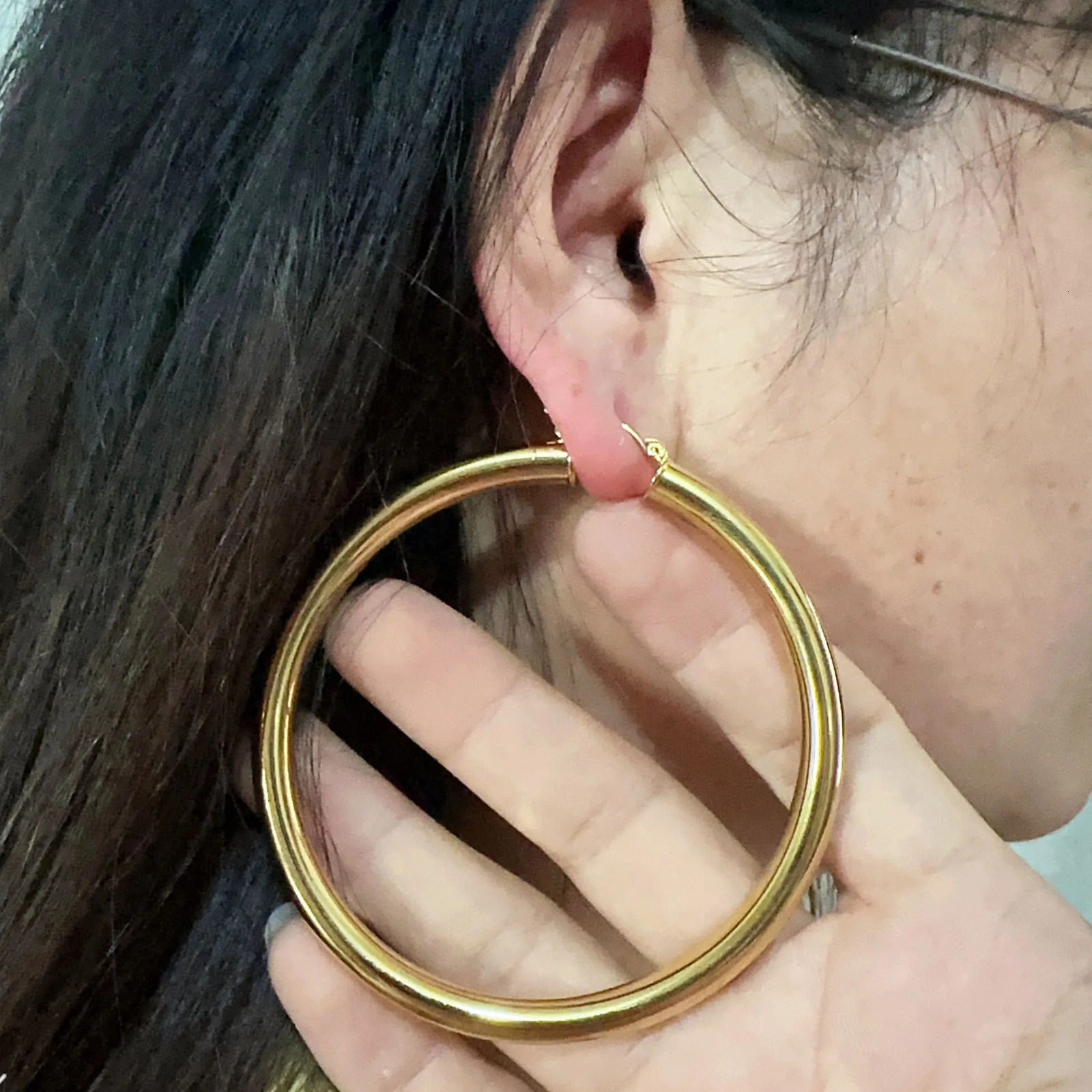 Adixyn Big Circle Earrings for Women 18k Gold Color/Copper Earring African Indian Jewelry Arab Items 250403
