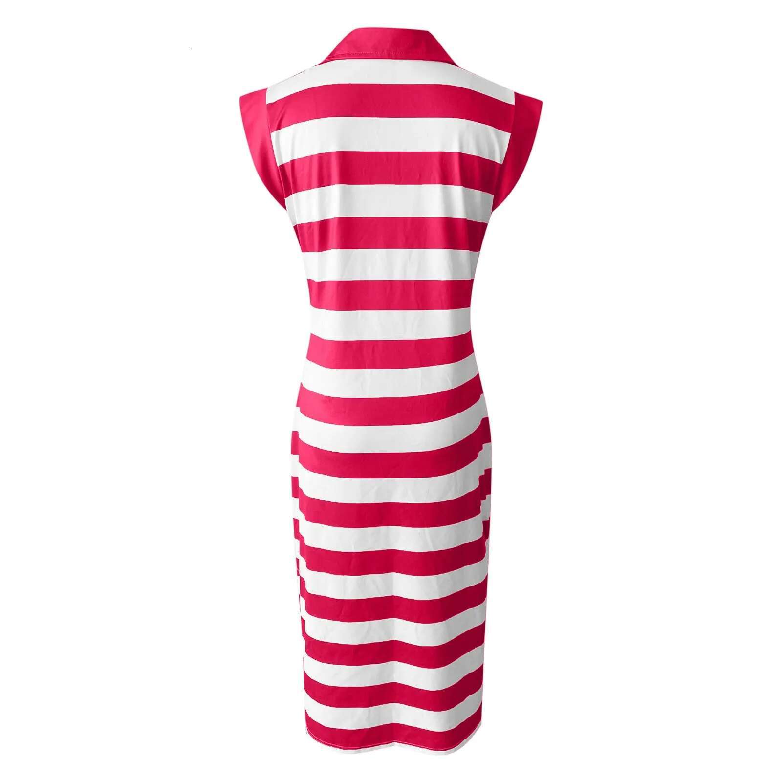 Dongdumaoyi Women S V Neck Summer Dresses Casual Beach Vacation Sleeveless Striped Print Sundress Womens Lapel Dress