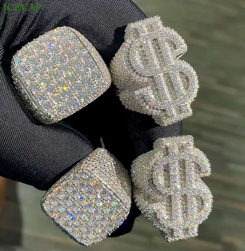 Custom Fashion Jewelry Rings 925 Sterling Silver VVS D Moissanite Pass the Diamond Tester Iced Out Hip Hop Ring for Men