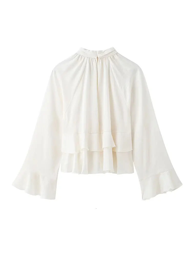 NLZGMSJ Spring Ruffle Folding Shirt Womens Elegant Top 250409