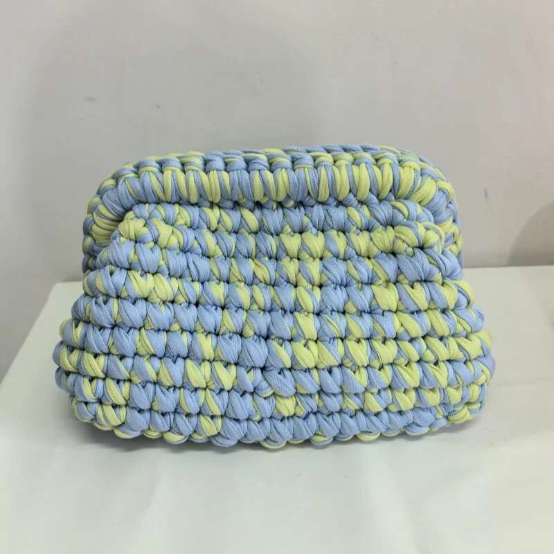 Ladies Colored Crochet Cloth Strip Knitting Armpit Bag Handbags Women's Clutch Purse