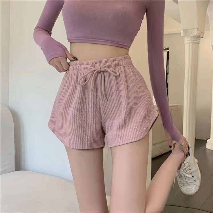 2025 New Designer Shorts Sports Shorts Women Waffle Casual And Versatile A-line Pants For Home Wear With Drawstring New High Waisted Slimming Shorts