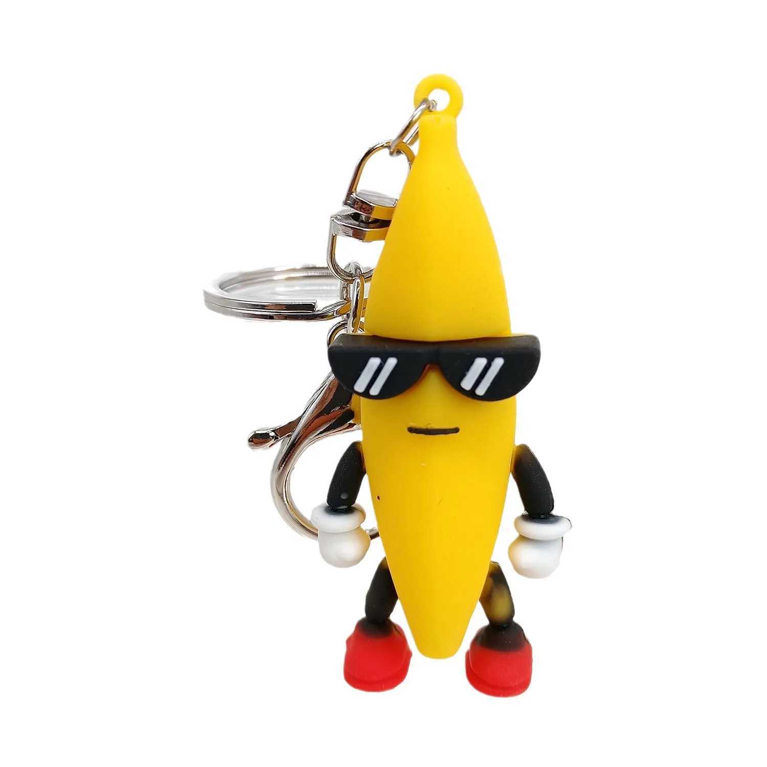 Creative Rubber Banana Doll Keychain Fun Cartoon Character Str Relif Toy Bag Pendant KeychainXJ250409