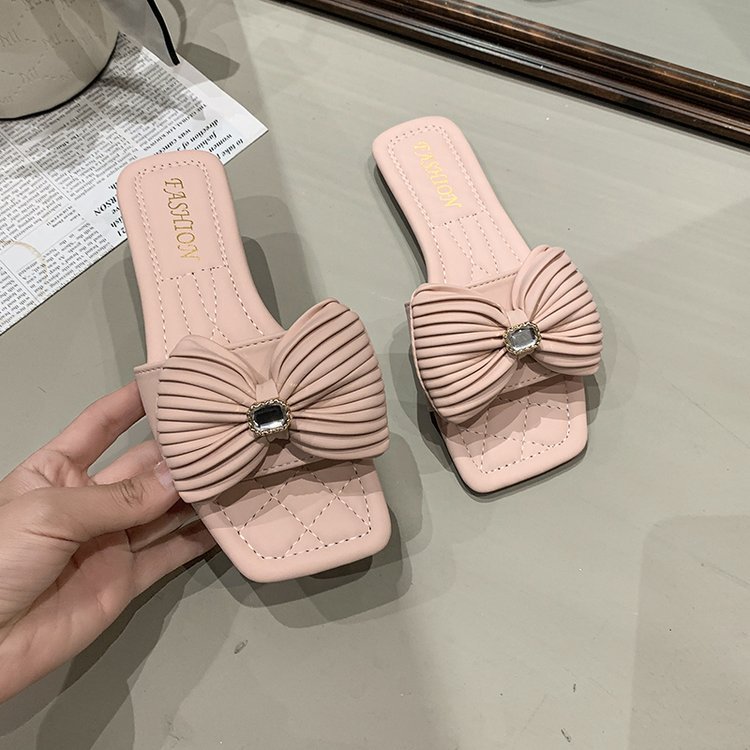 Women's 2025 summer new plus-size women's shoes comfortable flat shoes wear fairy small fragrant wind flip-flops shoe size 35-43
