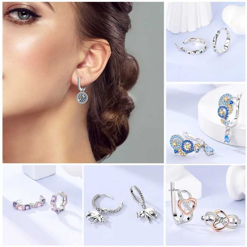 Original 925 Sterling Silver Hoop Earring Vintage Style Zirconia Tassel Stud Earring For Women Girls Birthday Party Gifts Z250408