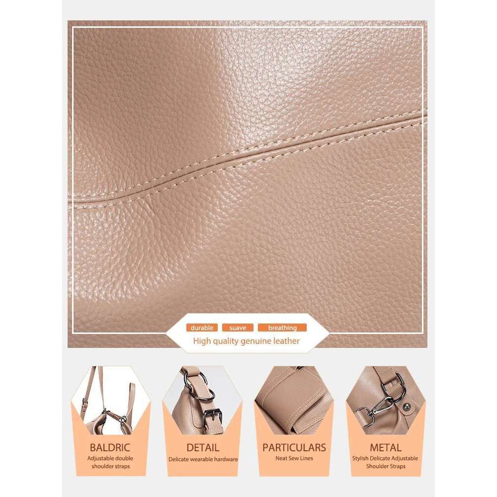 Zency Stylish Women Shoulder 100% Genuine Leather Large Capacity Handbag Multifunction Satchel Bag Backpack Trendy Bags