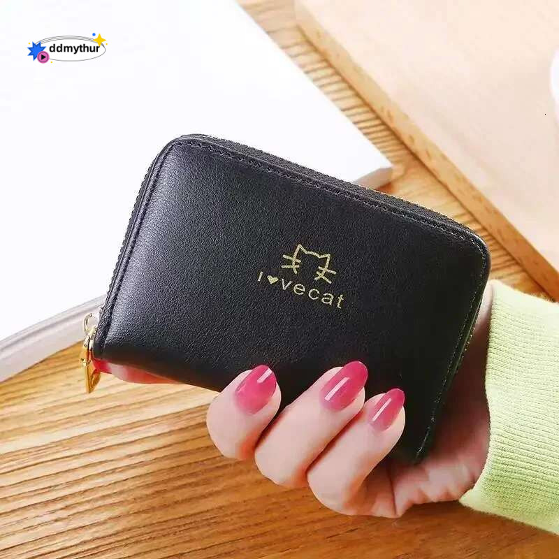 Pu Leather Short Card Holder Bag Portable Cute Small Zipper Money Coin Purse Men Wallet Women Clutch Pouch ddmythur