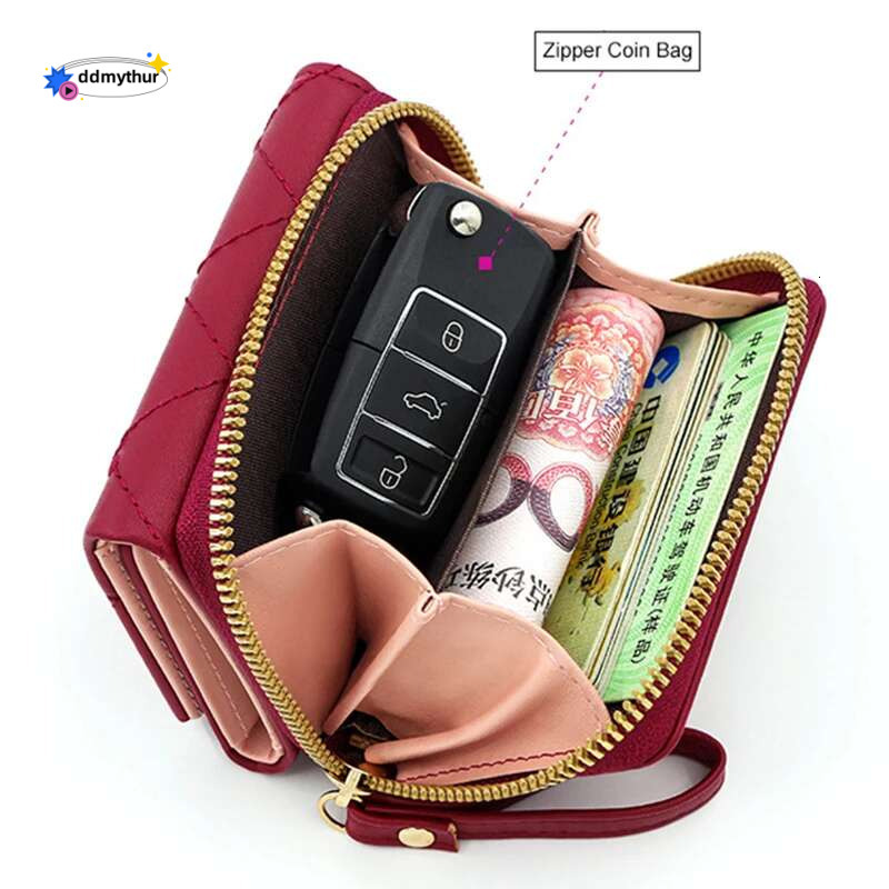 Ladies Large Capacity Cute Pattern Wallet Women Portable PU Short Wallets Solid Color Coin Purse With Multi Card Slots ddmythur