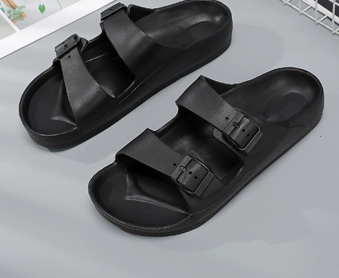 Women's Double Buckle Eva Sandals Casual Comfortable Fashion Waterproof Shoes Plastic Two Footbed Strap Slip Slide ddmypanda