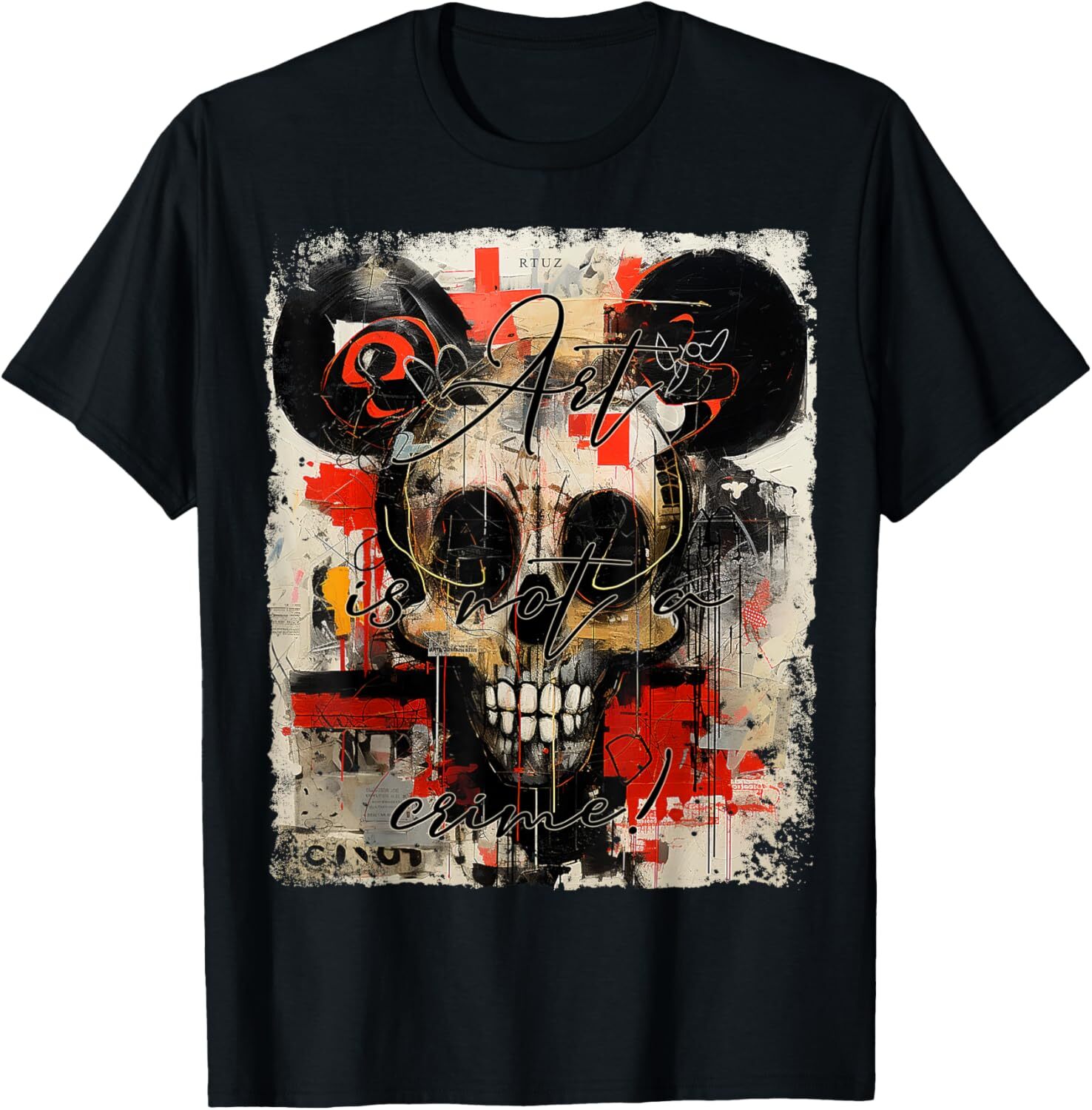 T shirt for Mens Graffiti Mouse Head Biker Skull Tattoo Horror Skull T-Shirt Shirts Tshirt Graphic Tee Casual Tops Clothes Short sleeve cool