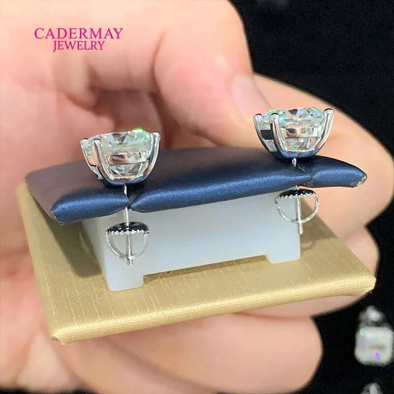 High Quality 4 Prongs Screw Back 10mm 4ct D VVS1 Moissanite Diamond Earrings Stud 925 Sliver Moissanite Earrings For Women Men