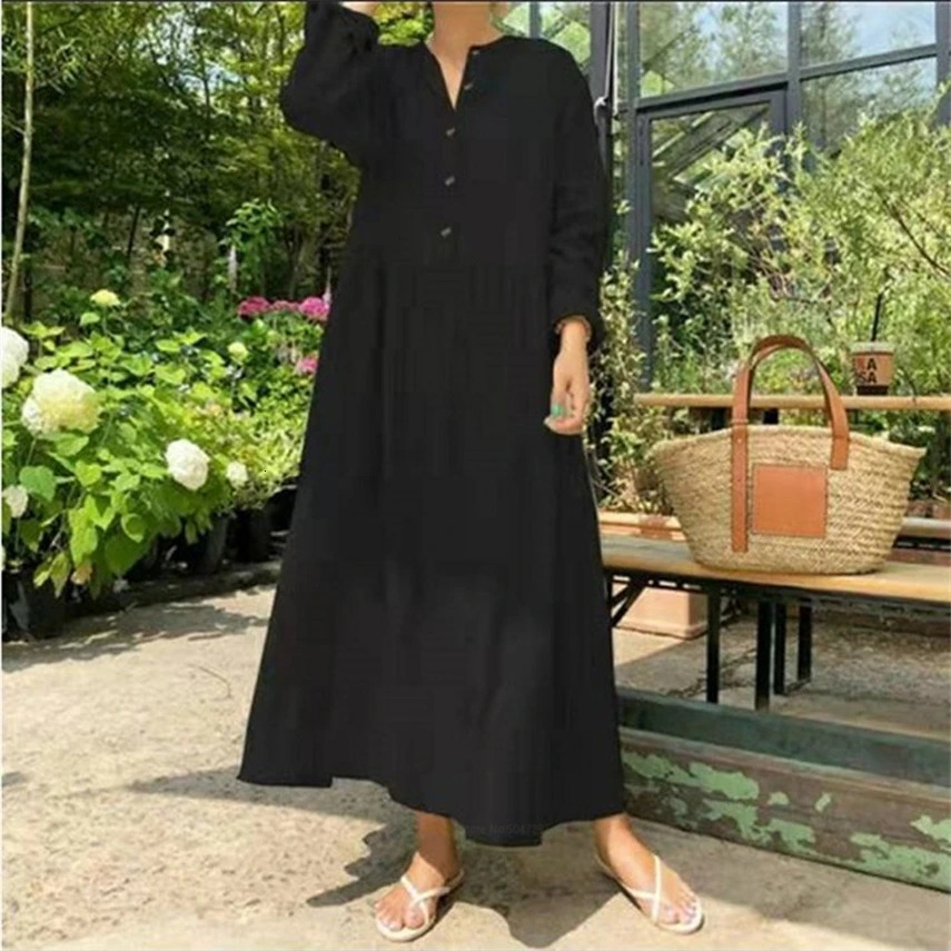 Arab Dubai Solid Eid al Fitr Mubarak Leisure Party Islamic Clothing Long Robe Size Up 250409