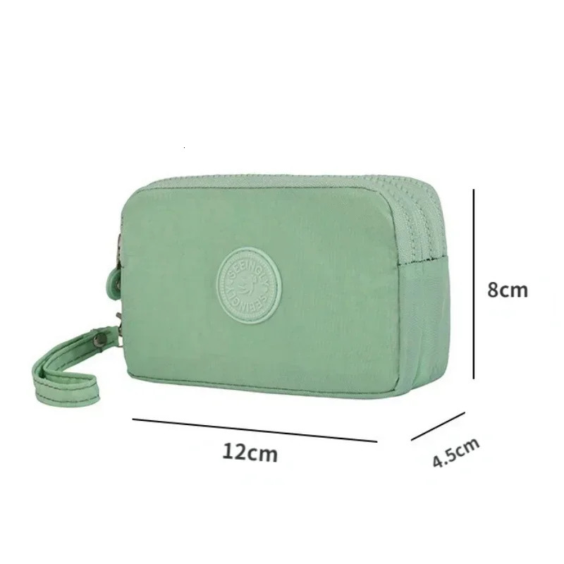 Mini Nylon Coin Wallet Key Bag Womens Zipper Waterproof Portable Three layer Card Holder Handbag Earphone 250408