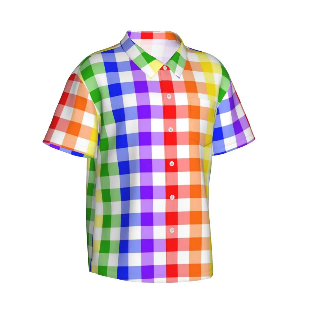 Rainbow Ginkgo Vacation Shirt Solid Color Hawaiian Casual Shirt Mens Retro Shirt Short Sleeve Comfortable Customized Clothing 250408