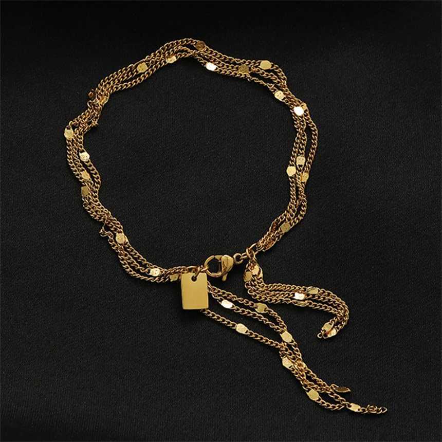 316L Stainss Steel Simp Mtilayer Tassel Chain Bracet For Wen Fashion Fine Jewelry Gift SAB1071W251027