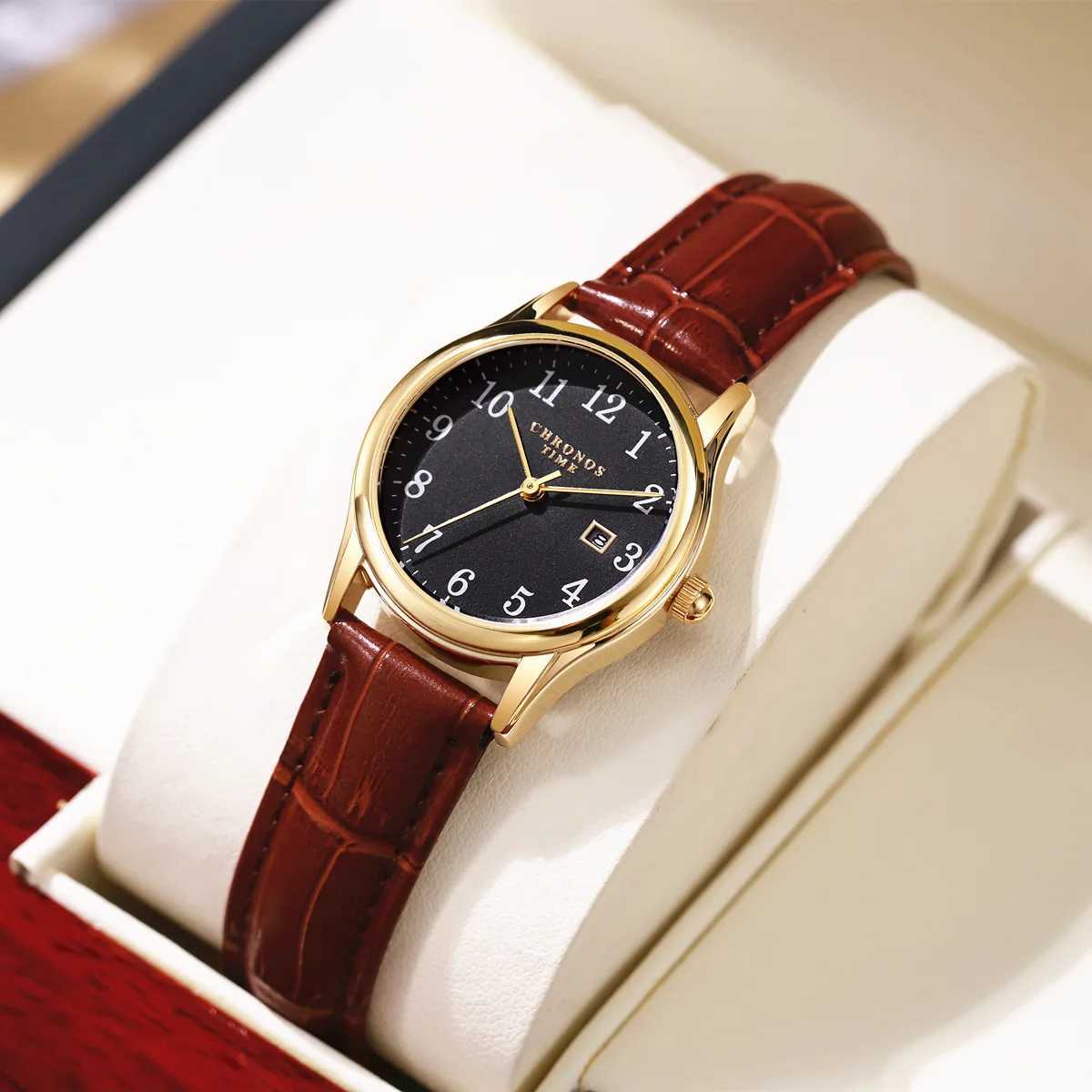 Chronos luxury womens watch high-quality womens quartz watch waterproof date leather womens watch reloj+boxT250408