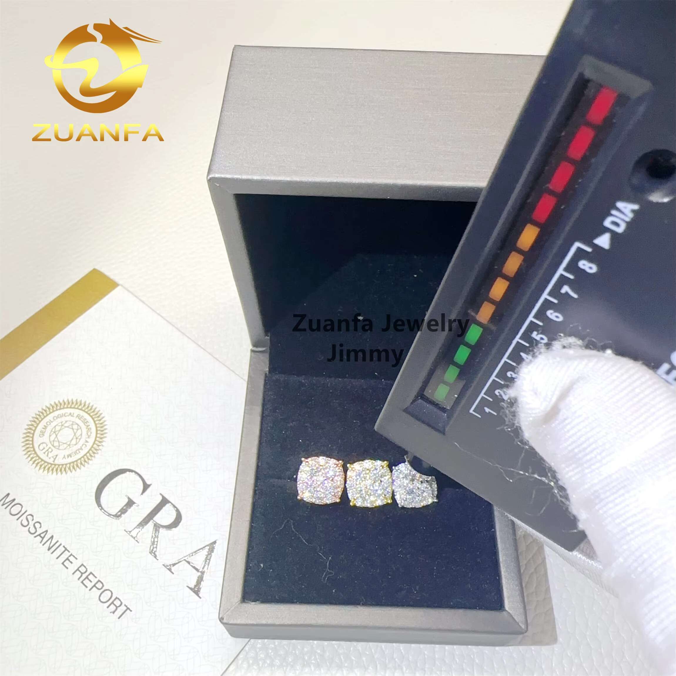 Fashion Earrings Jewelry Pass Diamond Tester Iced Out 925 Silver Flawless Moissanite Diamond Hip Hop Stud Earrings Man