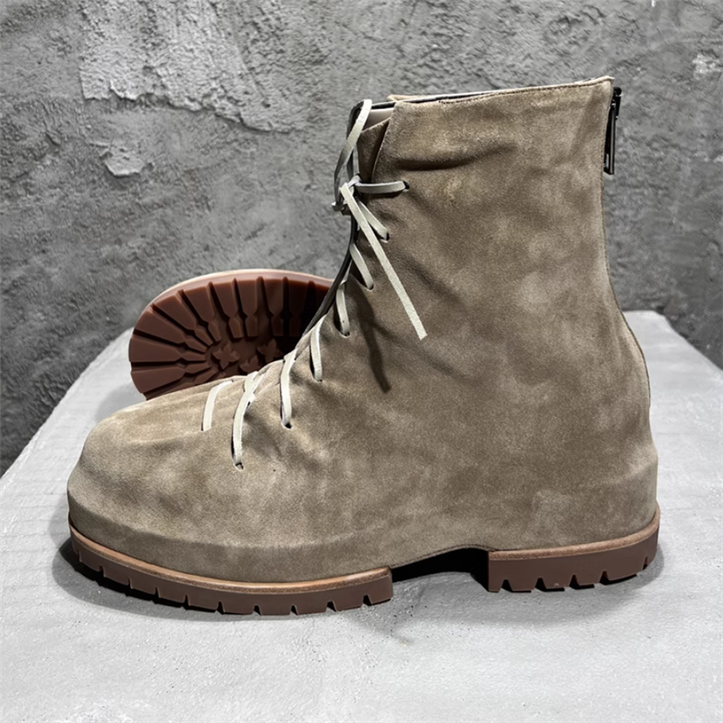 Retro Man Genuine Leather Knight Boot Flat Heel Desert Boots