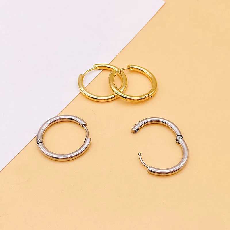 4Pairs Stainless Steel Solid Round Rings Huggies Earrings Set for Women Men Stackable Gold Plated Tiny Ear Cartilage Hoops Z250408