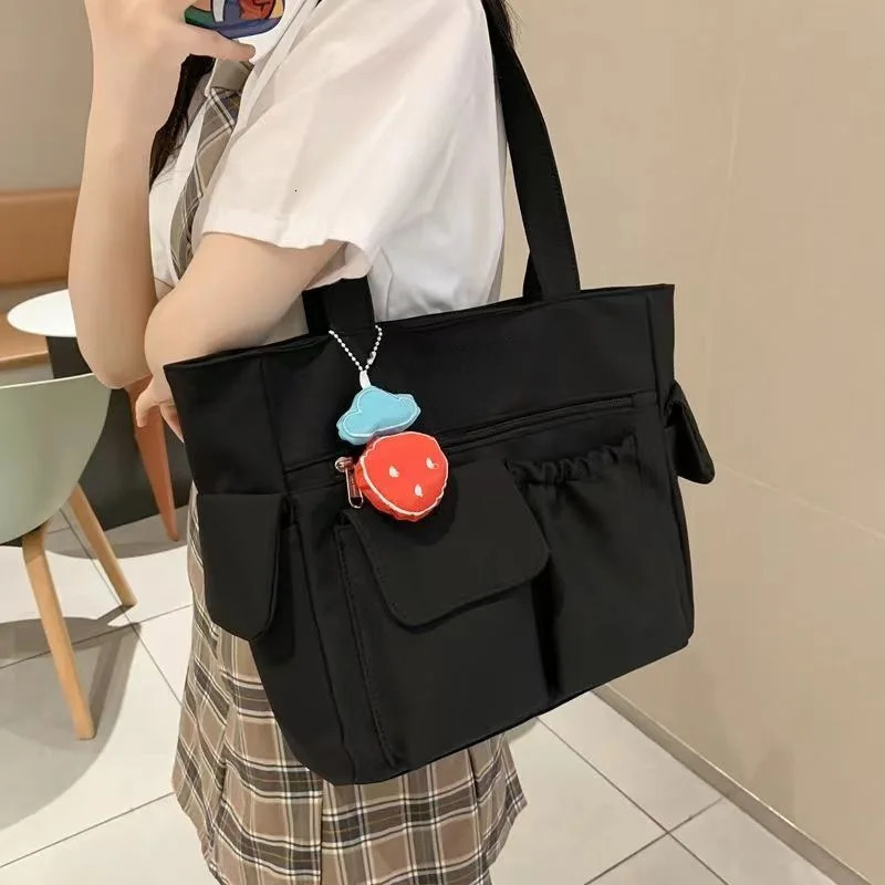 Large capacity cross pocket Oxford messenger tote bag with multiple pockets adjustable shoulder suitable for school travel Dail 250408