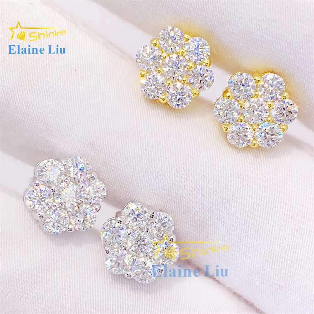Wholesale Price Fashion Jewelry 12mm Width Earring Custom 18k Gold Plated 925 Sterling Silver Vvs Moissanite Stud Earrings