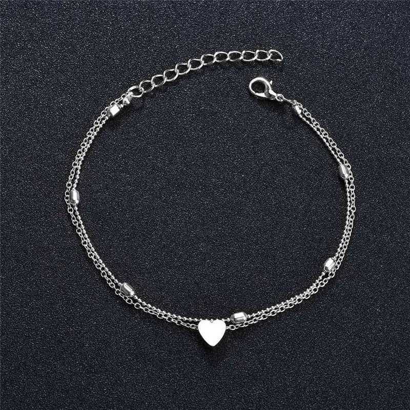 2pcs Anklets Women Heart Ankle Bracelet Charm Beaded Dainty Foot Jewelry for Women and Teen Girls Summer Barefoot Beach Z250408