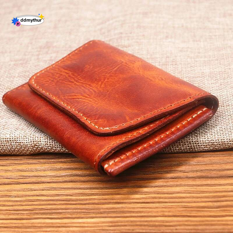 100% Genuine Leather Wallet For Men Male Vintage Cowhide Short Small Men's Purse Card Holder Case Money Bag Man With Coin Pocket ddmythur