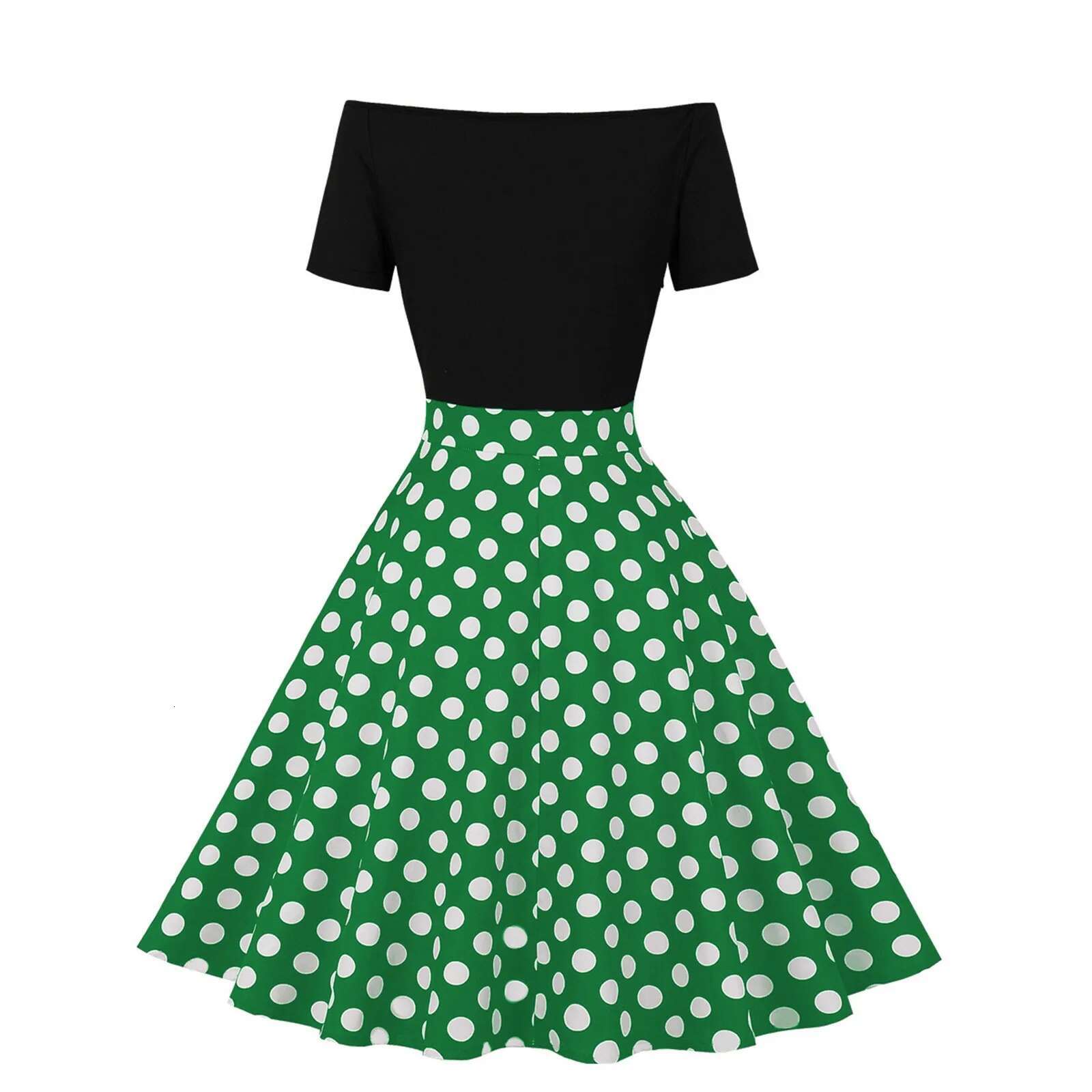 Dongdumaoyi New Vintage Polka Dot Print Dresses Women Summer Dress S Retro Patchwork Off Shouldler Elegant Party Casual Robe