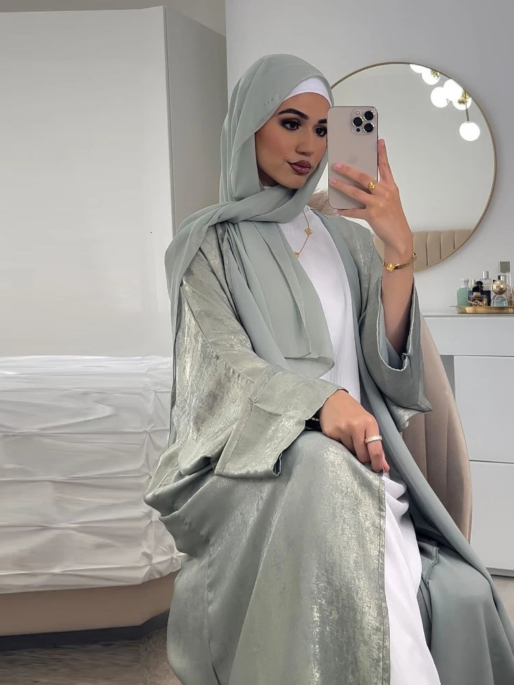 Eid al Fitr Muslim Abaya womens silk dress cardigan wool sweater Saudi Arabia Kaftan Arab party Ramadan Maxivistildos Morocco long robe 250409