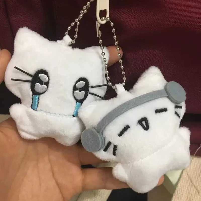 Cute headphones kitten couple keychain mini crying cat doll plush keychain cartoon dog bee bag pendant charming backpack decorationXJ250409