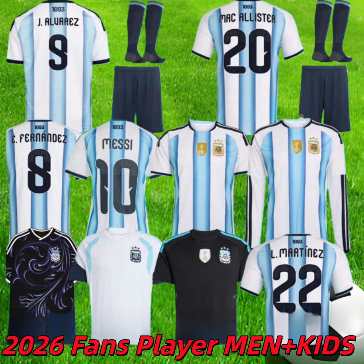 2026 World Cup Special Edition Argentinas jersey Long sleeves kit soccer Jerseys GARNACHO DE PAUL Football Shirts Men DI Maria Kids Goalkeeper training sets 256