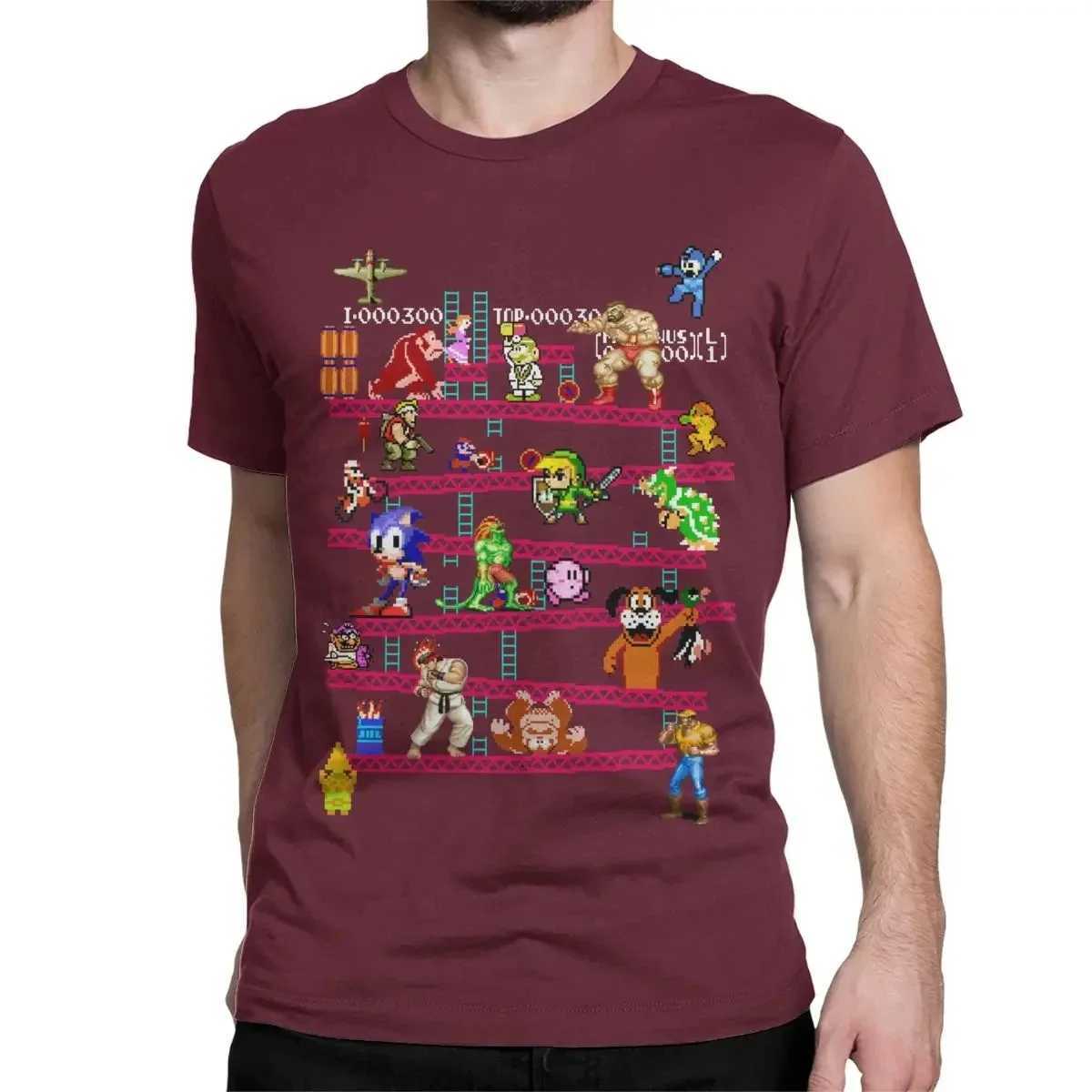 Arcade game mens collage T-shirt FC console retro style T-shirt round neck short sleeved T-shirt gift creative topXJ250409