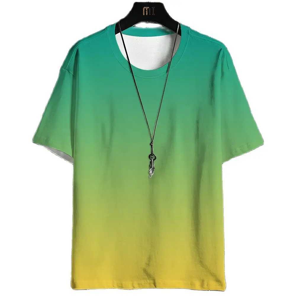 Hip hop loose mens street T-shirt casual classic 2023 summer short sleeved O-neck gradient T-shirt oversized fashionable top-level T-shirtXJ250409