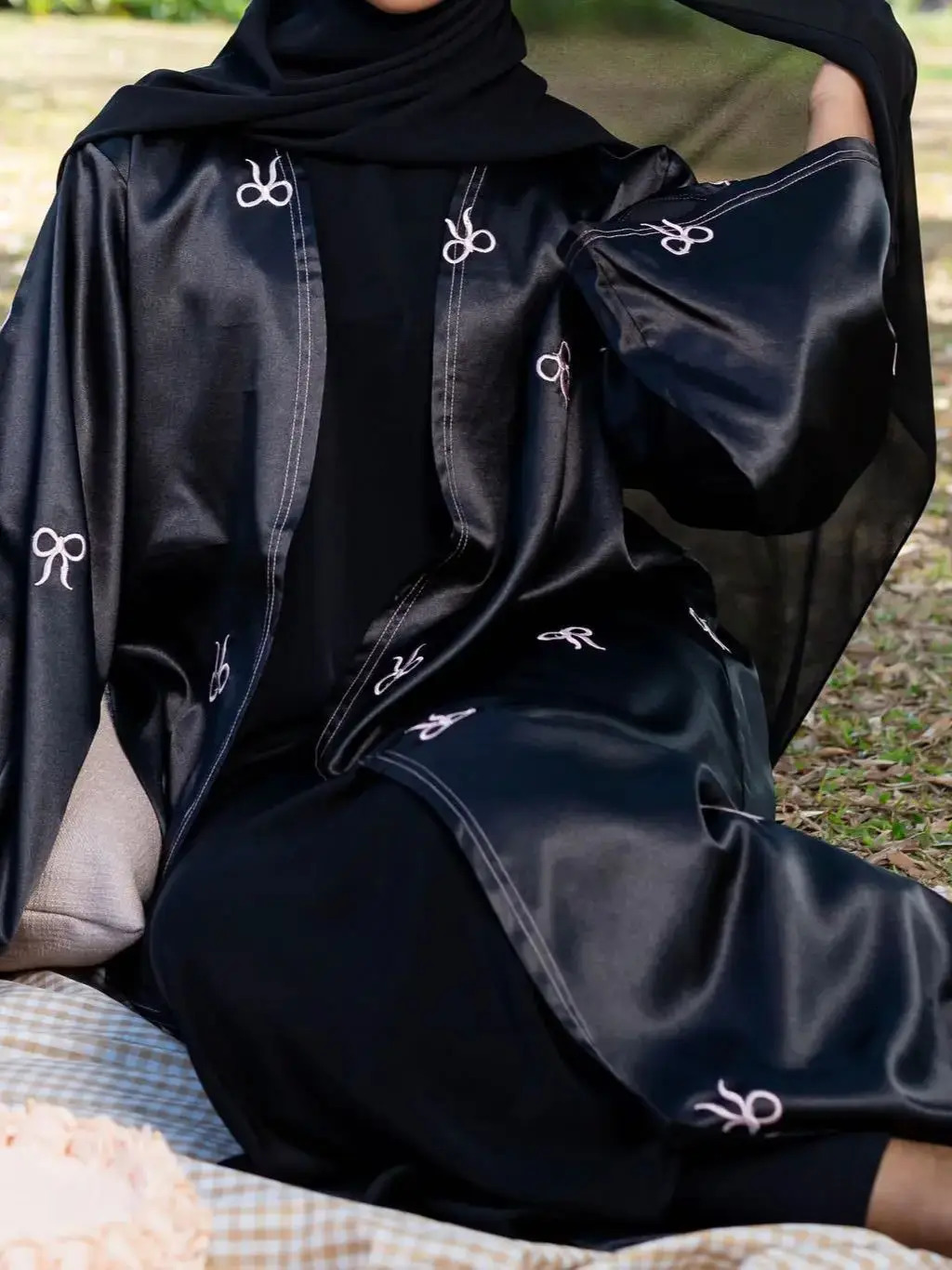 Fashionable ed Kimono Oversized Muslim Robe Abaya Syari Female Full Length Open Worship Service wy2156 250409