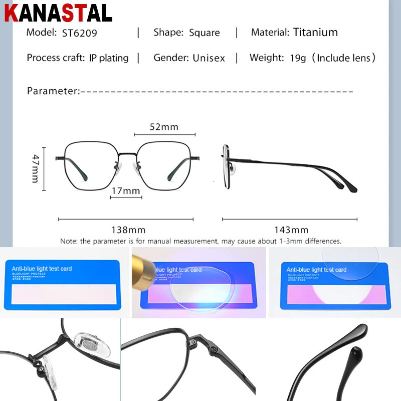 Men Pure Prescription Reading Glasses Optical Lenses Myopia Eyewear Women Blue Light Blocking Computer Eyeglasses Frame 250407