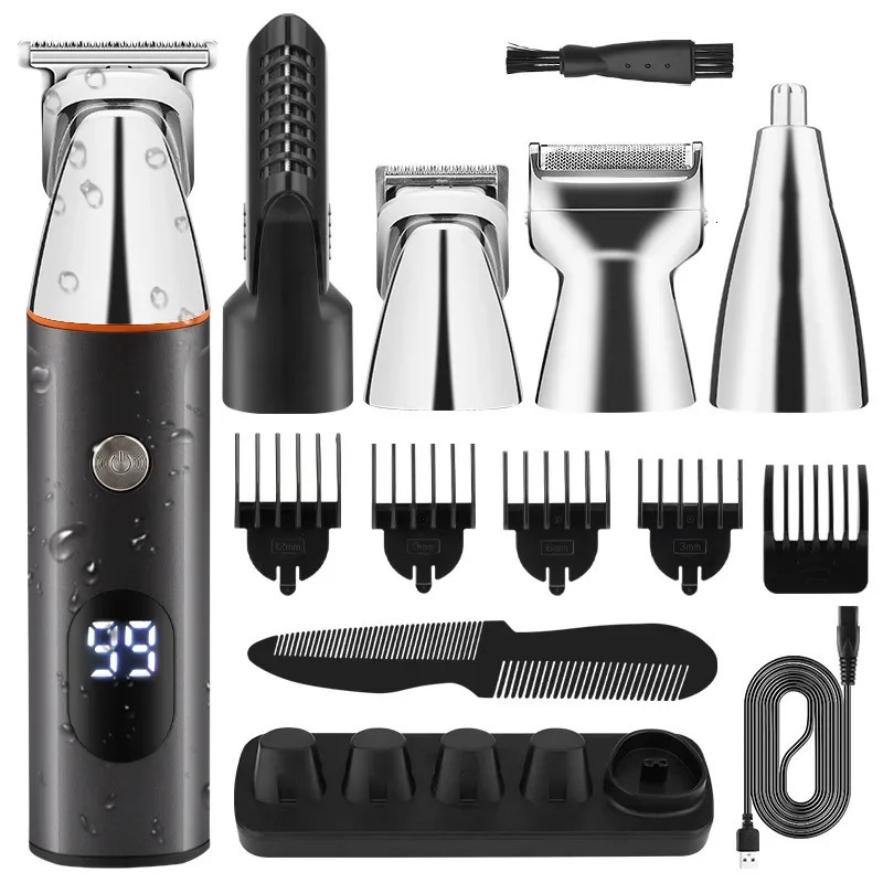 Mens 5-in-1 Shaving Electric Nose Hair Clipper Body Wash Hair Set 250407