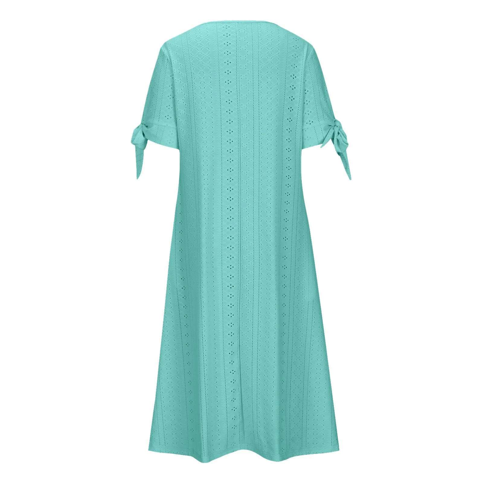 Dongdumaoyi Summer New Women S Dress With Hollow Out V Neck Lace Bow Tie Chic Elegant Long Dresses Pullover High Waist Green Beach Vestidos