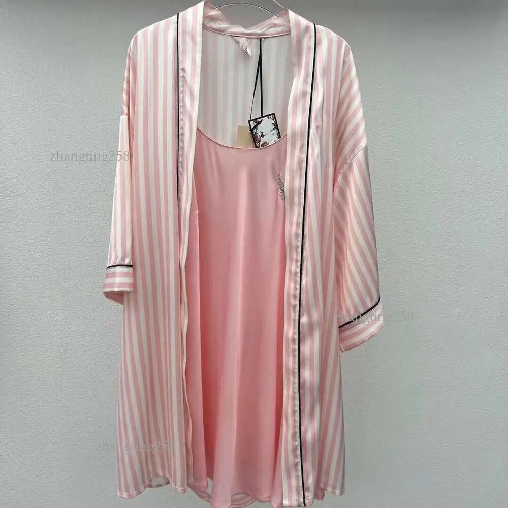 Designer Women's Sleep & Lounge VS dress Luxurious striped rhinestone ice snow silk halter pajamas sexy bathrobe French casual home wear