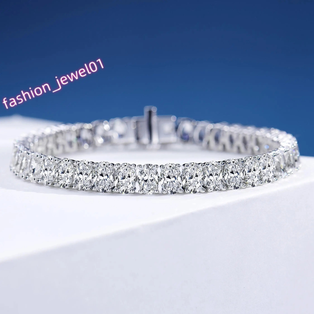 Customized Luxury 925 Silver Lab Grown Diamond Bracelet VVS Lab Created CVD Oval Cut Diamond Tennis Bracelet for Men Womans