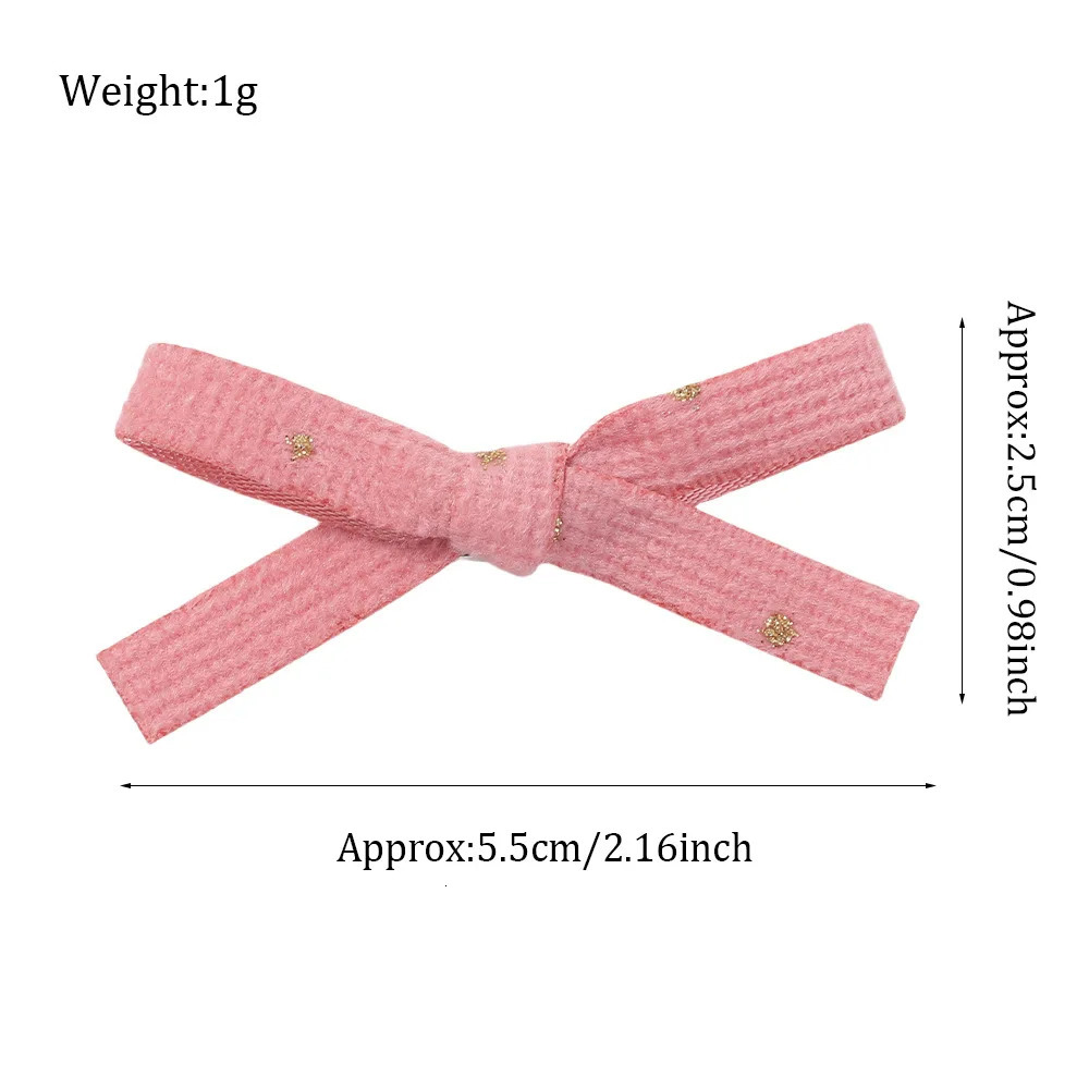 60 pieces/batch of gold spotted hair clips baby girls gold stamps bow hair clips Corduroy bows childrens hair accessories loose 250409