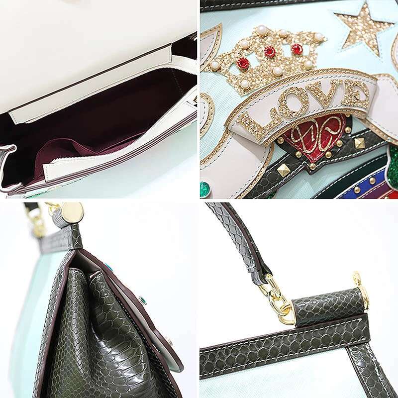 2025 Europe And America Classic Frame Appliques Serpentine PU Shoulder Bag New Crossbody Bags For Women Bolsa Feminina