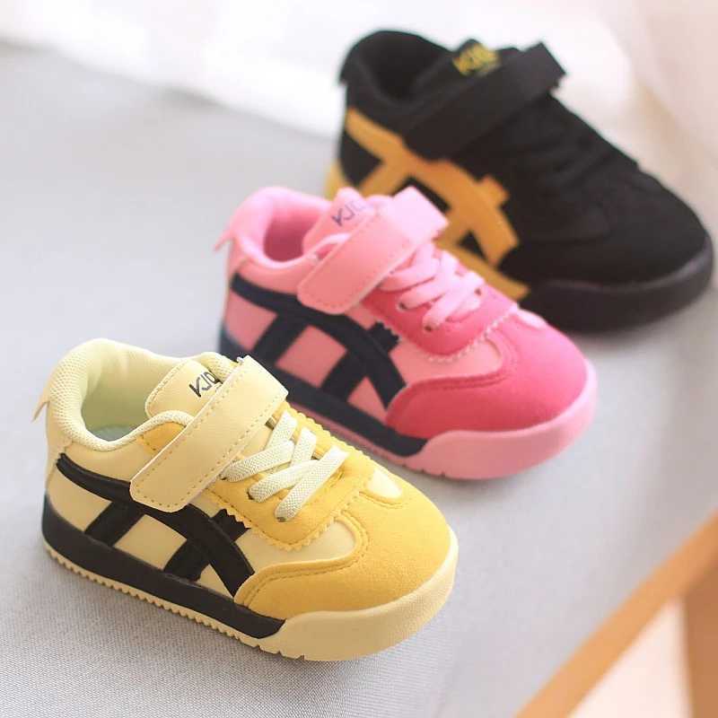 New yellow suede sports shoes for boys and girls fashionable leather casual sports shoes for children comfortable and non slip childrens running shoes