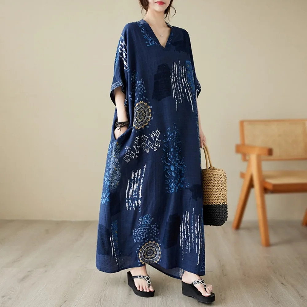 Womens summer dress long skirt fashionable clothing cotton linen retro Harajuku elegant street 250409