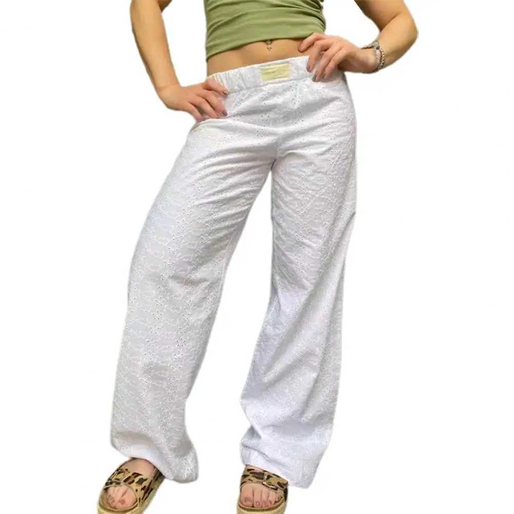 Wide leg loose fitting pants for womens casual pants fashionable womens casual wide leg pants with elastic waist pocketXJ250403