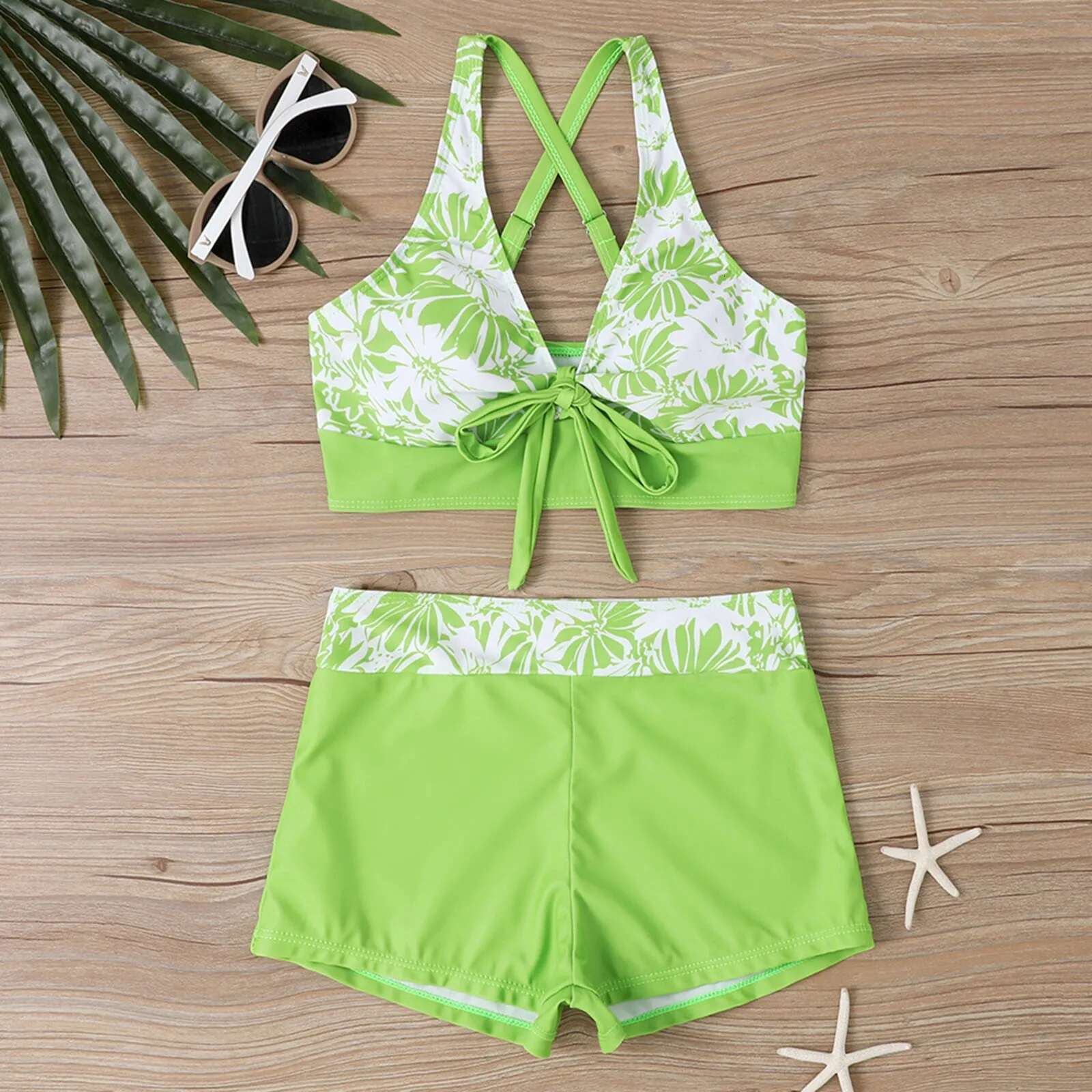 Dongdumaoyi Fashion Comfortable Beachwear Summer Women S Swimwear Maple Leaf Sexy Two Piece Tankini Shorts