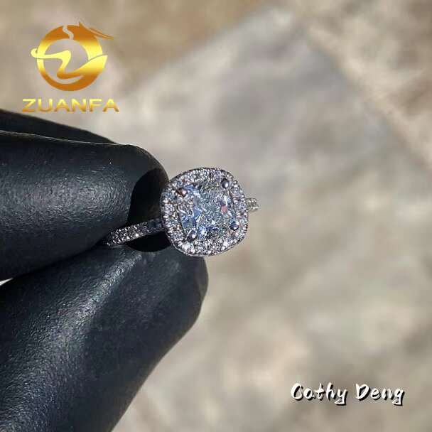14k White Gold Halo Moissanite Rings Women Engagement Hip Hop Ring GRA Certificate Luxury Moissanite Wedding Ring