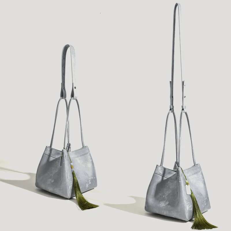 Free Custom Name Mini Bucket Bags For Women Designer Handbag Purse 2024 New In PU Gradient Color Hanging Tassels Shoulder